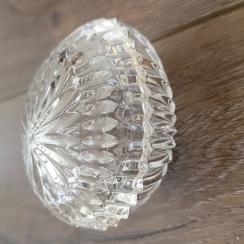 Cut Glass Egg Elegant Trinket with Lid